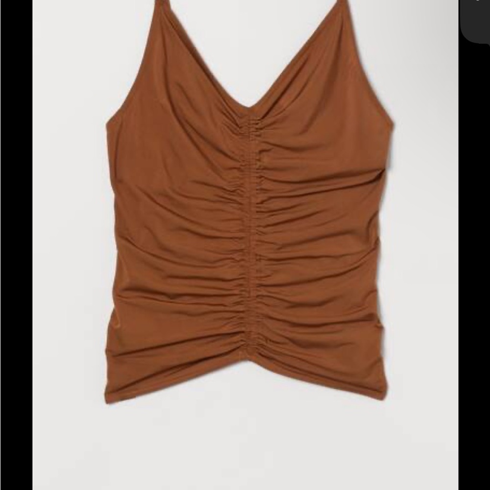 H&M Brown Ruched Camisole Sleeveless Top